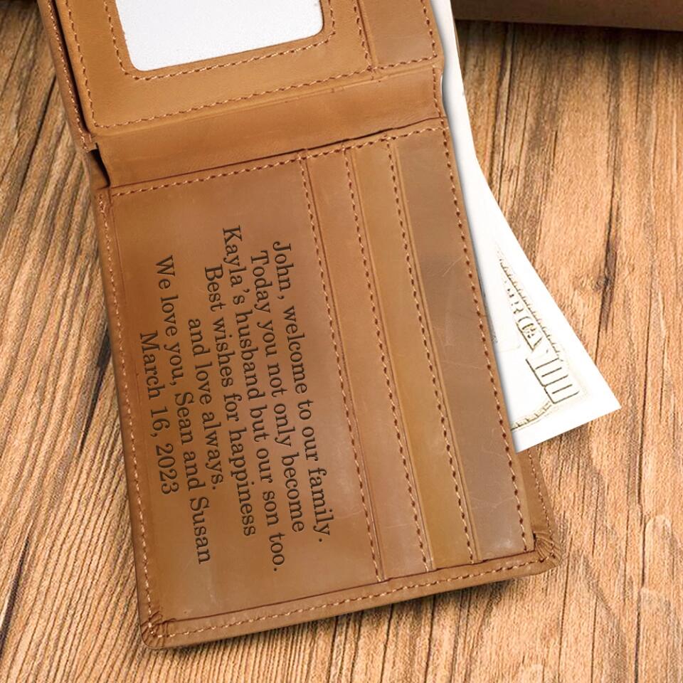 Welcom To Our Family - Personalized Men's Engraved Leather Wallet - Gift For Son-in-law On Birthday - Image 7