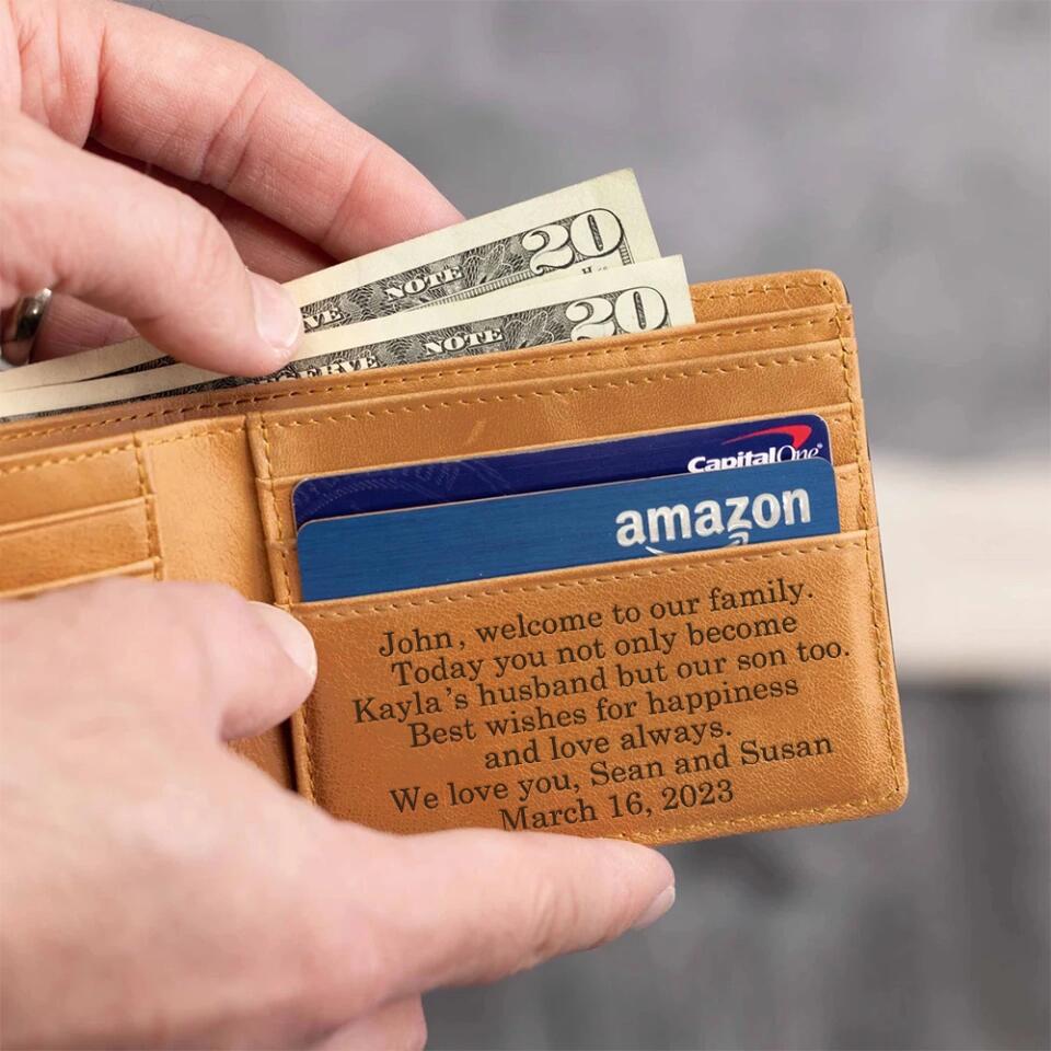 Welcom To Our Family - Personalized Men's Engraved Leather Wallet - Gift For Son-in-law On Birthday - Image 8