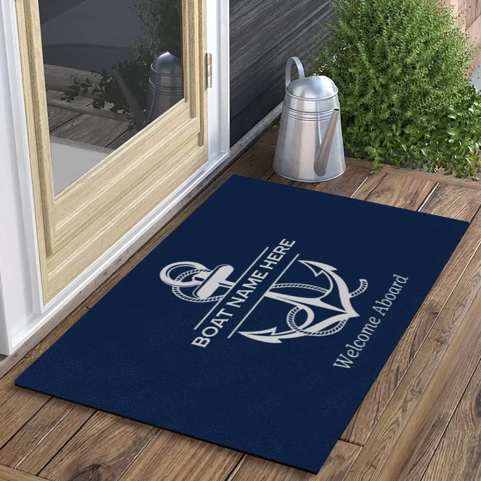 Welcome Aboard, Personalized Name Nautical Doormat, Boat Captains with Anchor, Boating Gift - Image 3