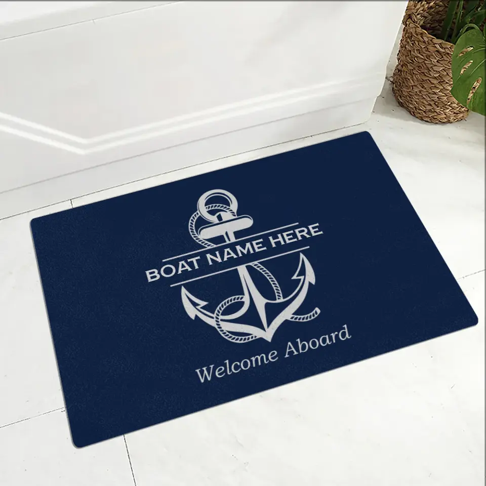 Welcome Aboard, Personalized Name Nautical Doormat, Boat Captains with Anchor, Boating Gift - Image 4