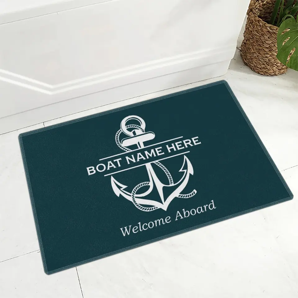 Welcome Aboard, Personalized Name Nautical Doormat, Boat Captains with Anchor, Boating Gift - Image 6