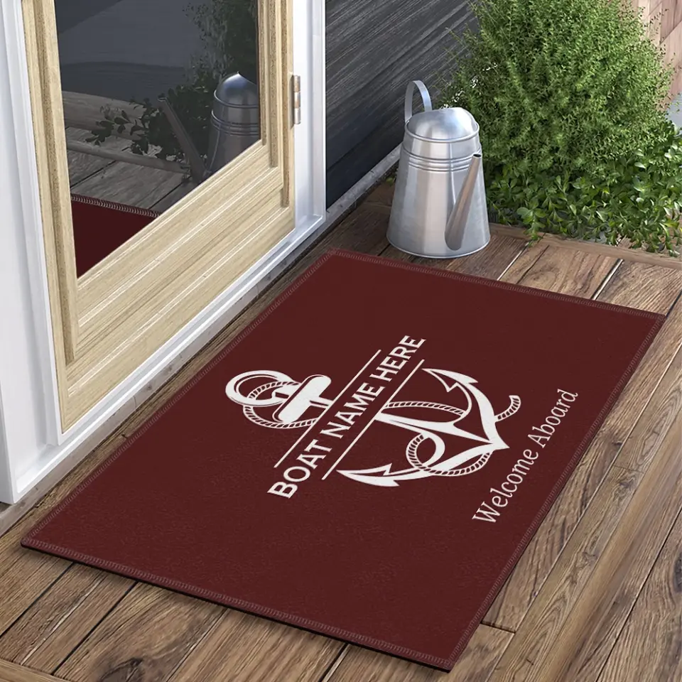 Welcome Aboard, Personalized Name Nautical Doormat, Boat Captains with Anchor, Boating Gift - Image 7