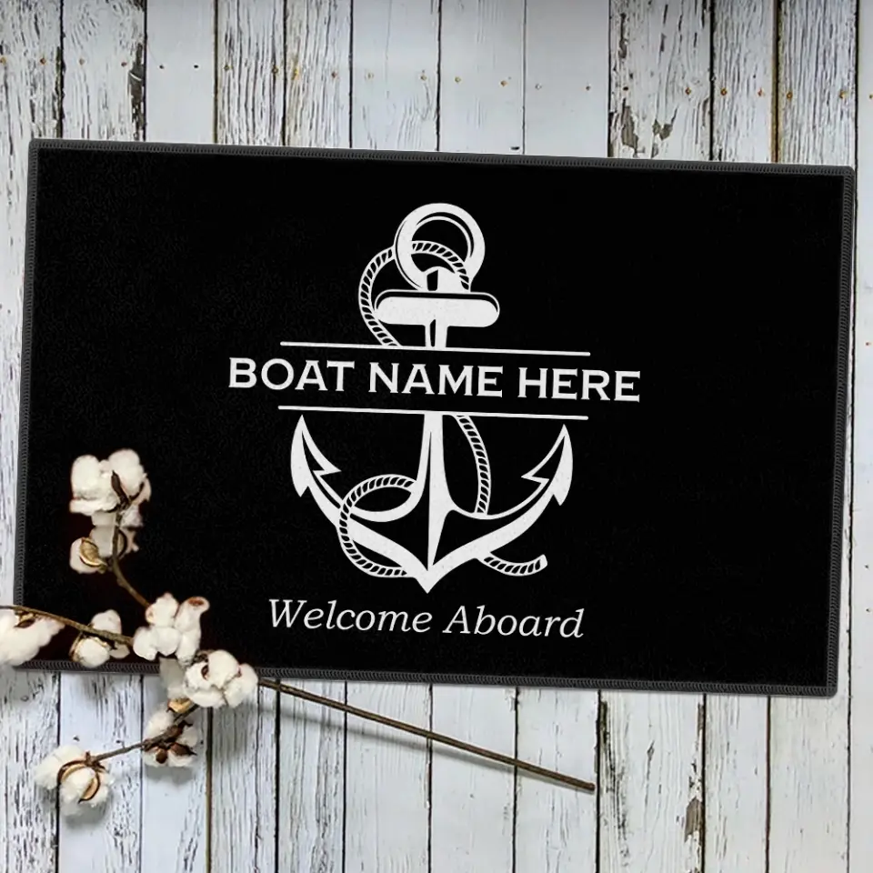 Welcome Aboard, Personalized Name Nautical Doormat, Boat Captains with Anchor, Boating Gift - Image 8