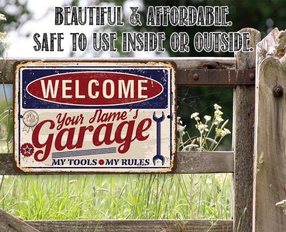 Welcome Grandpa Daddy's Garage My Tools My Rules - Printed Metal Sign - Image 7
