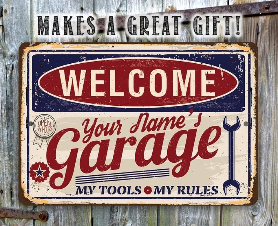 Welcome Grandpa Daddy's Garage My Tools My Rules - Printed Metal Sign - Image 8