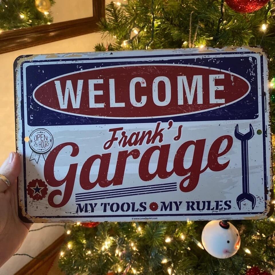 Welcome Grandpa Daddy's Garage My Tools My Rules - Printed Metal Sign - Image 9