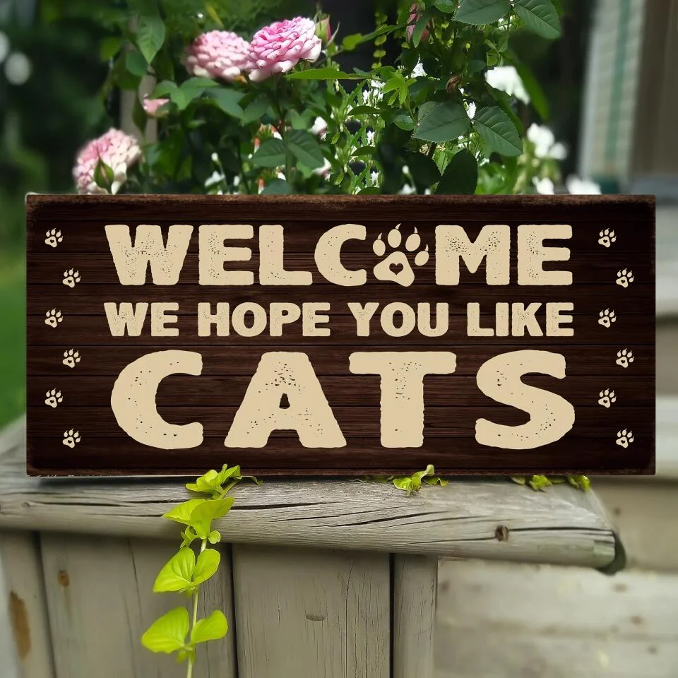 Welcome We Hope You Like Dog Cat - Rectangle Wooden Sign - Gift for Dog Cat Owner - Image 4