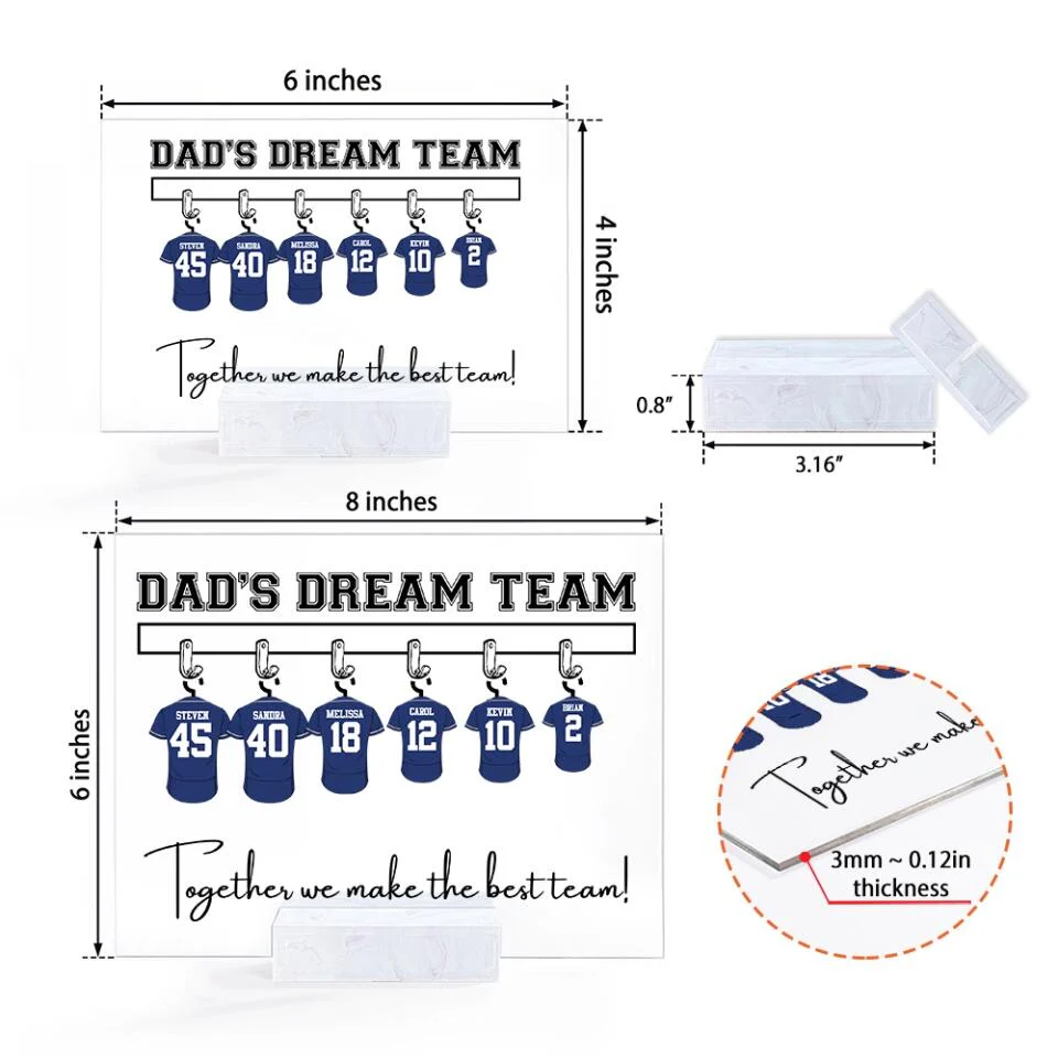 We're A Dream Team Together We Make The Best Team Baseball - Personalized Acrylic Plaque - Image 4