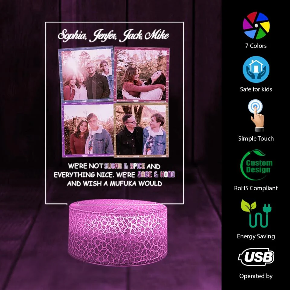 We're not Sugar & Spice and Everything Nice - Personalized Photo Printed Night Light - Gift For Best Friend - Image 2
