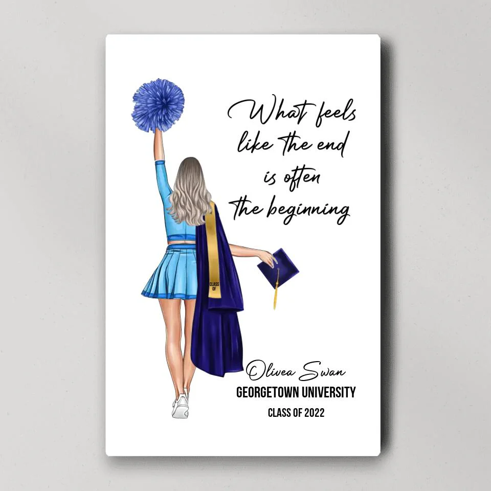 What Feels Like The End Is Often The Beginning - Custom Canvas Poster - Graduation Gift For Cheerleader - Image 2