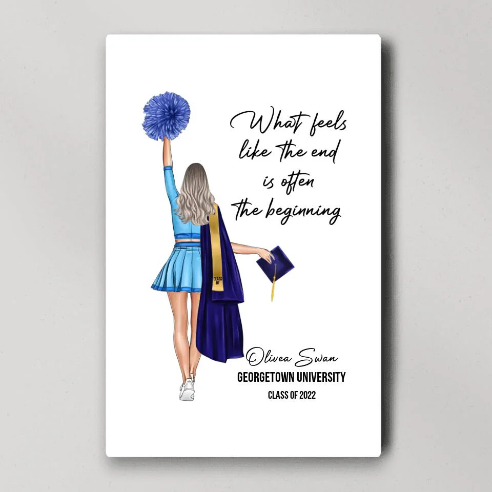 What Feels Like The End Is Often The Beginning - Custom Canvas Poster - Graduation Gift For Cheerleader - Image 3