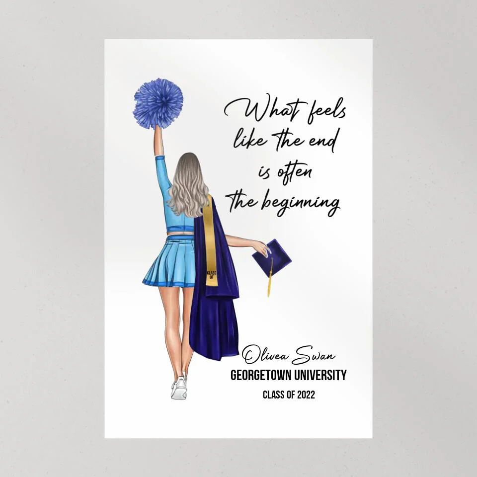 What Feels Like The End Is Often The Beginning - Custom Canvas Poster - Graduation Gift For Cheerleader - Image 9