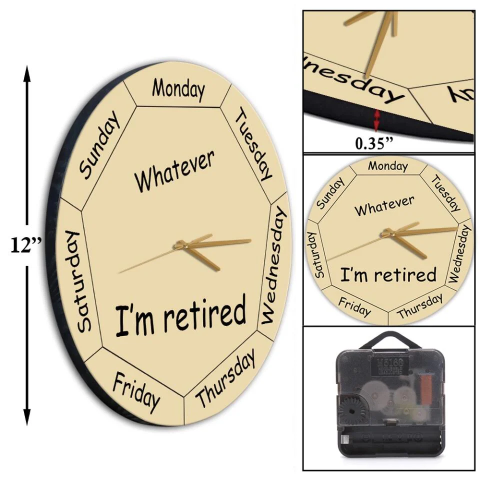 Personalized Valentine Gifts - Whatever You're Late Anyway Oval Beige - Week Day - Wall Clock - Wooden/Acrylic Wall Clock - Wall Hanging - Retirement Gift for Mentor Boss Coworker Work Bestie - Valentine Gift - 301ICNVSWC0027 - Image 7