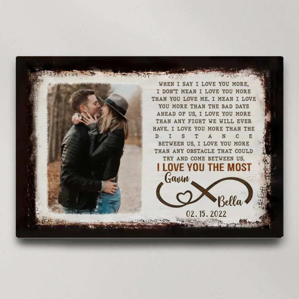 When I Say I Love You More Poem Custom Canvas Poster Anniversary Gift For Couples - Image 2