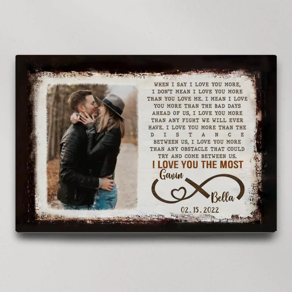 When I Say I Love You More Poem Custom Canvas Poster Anniversary Gift For Couples - Image 3