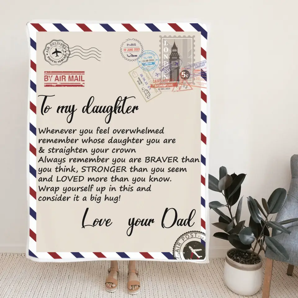 Whenever You Feel Overwhelmed Wrap Yourself Up - Personalized Fleece Blanket - Encouraging Gift for Daughter from Mom - Image 3