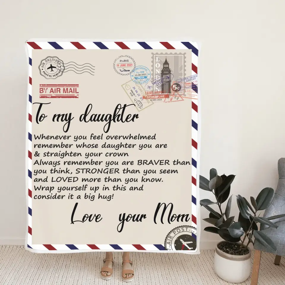 Whenever You Feel Overwhelmed Wrap Yourself Up - Personalized Fleece Blanket - Encouraging Gift for Daughter from Mom - Image 4
