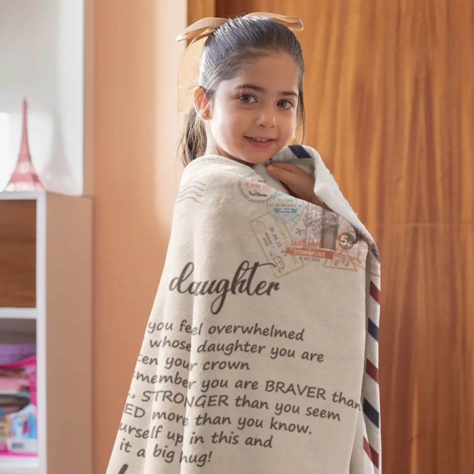 Whenever You Feel Overwhelmed Wrap Yourself Up - Personalized Fleece Blanket - Encouraging Gift for Daughter from Mom - Image 9