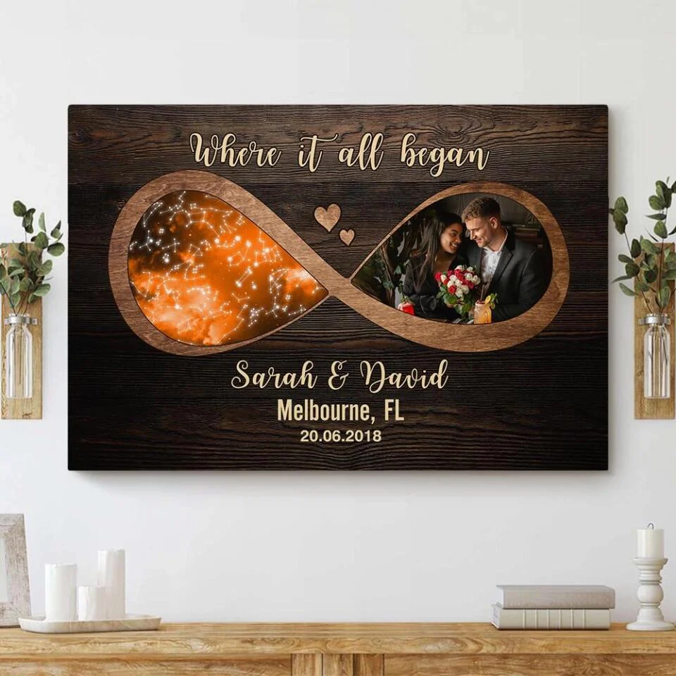 Where It All Began Infinity Star Map Custom Canvas Poster Anniversary Gift For Couples - Image 10