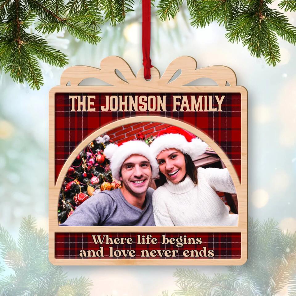 Where Life Begins And Love Never Ends Personalized Wooden Ornament - Image 2