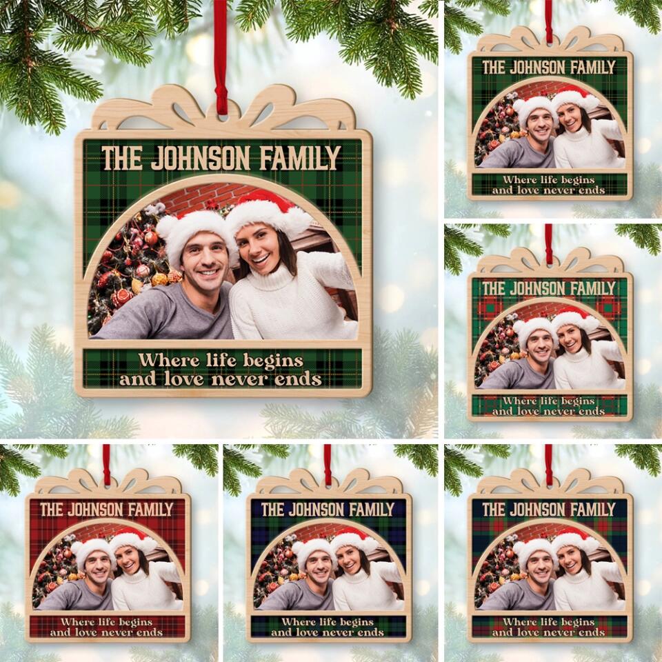 Where Life Begins And Love Never Ends Personalized Wooden Ornament - Image 4