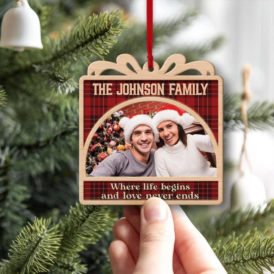 Where Life Begins And Love Never Ends Personalized Wooden Ornament - Image 5