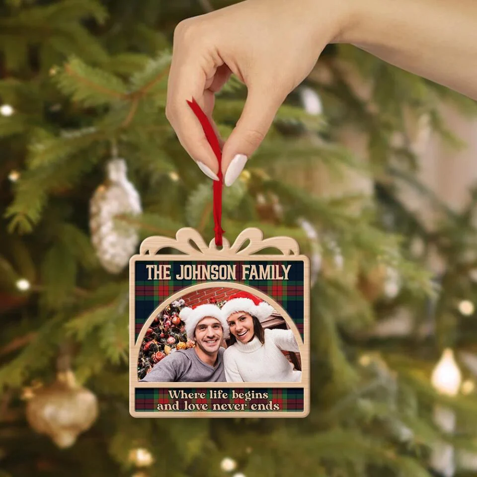 Where Life Begins And Love Never Ends Personalized Wooden Ornament - Image 6