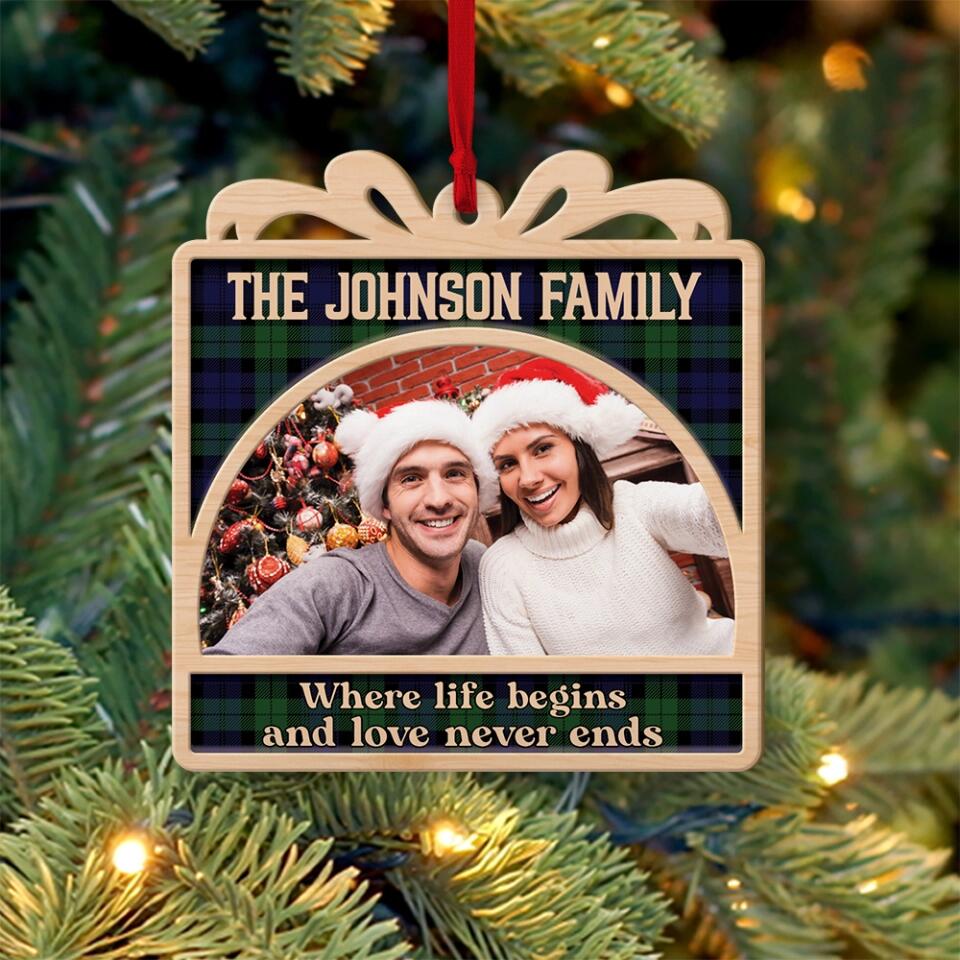 Where Life Begins And Love Never Ends Personalized Wooden Ornament - Image 8