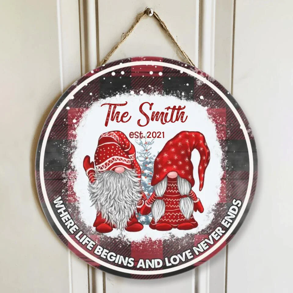 Couple Wooden Sign Where Life Begins and Love Never Ends - Personalized Wooden Sign - Christmas Gift for Couple or Family - Image 5