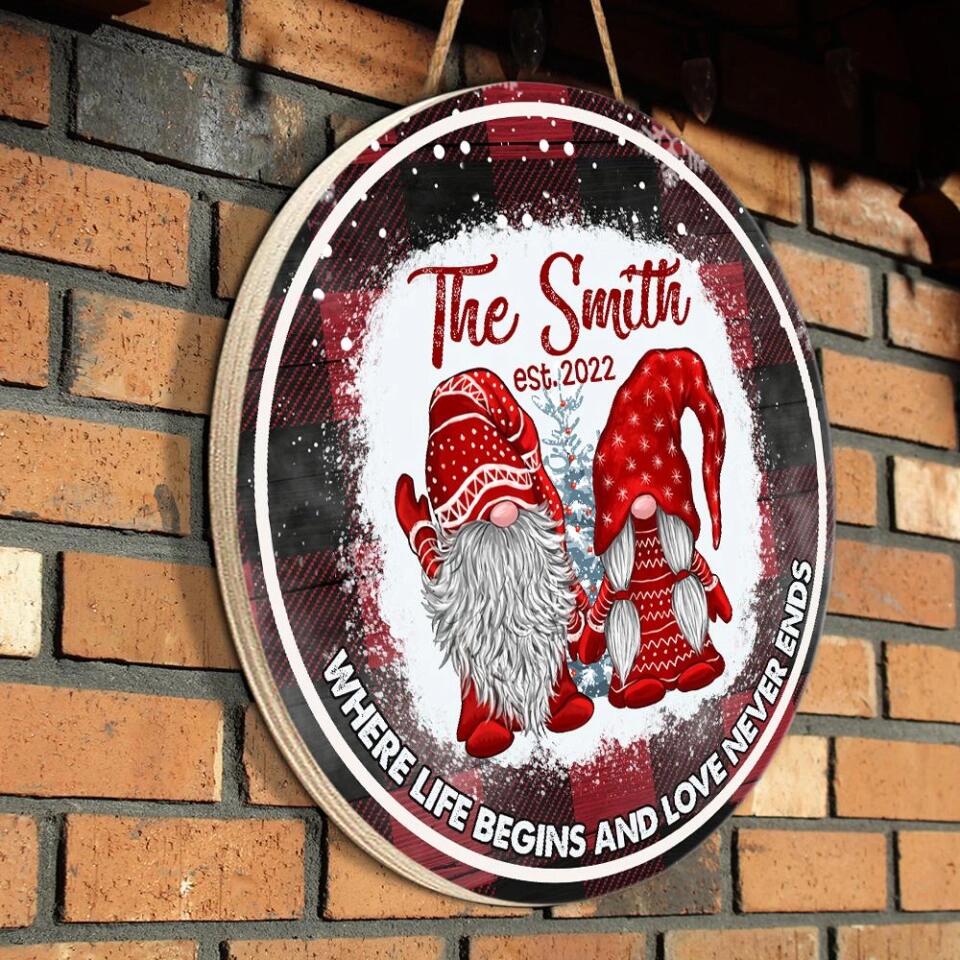 Couple Wooden Sign Where Life Begins and Love Never Ends - Personalized Wooden Sign - Christmas Gift for Couple or Family - Image 9