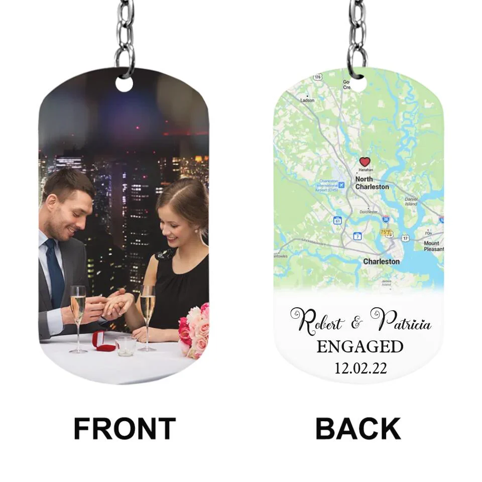 Where We Met - First Date Engaged - Location Print Map Personalized Keychain - Image 3