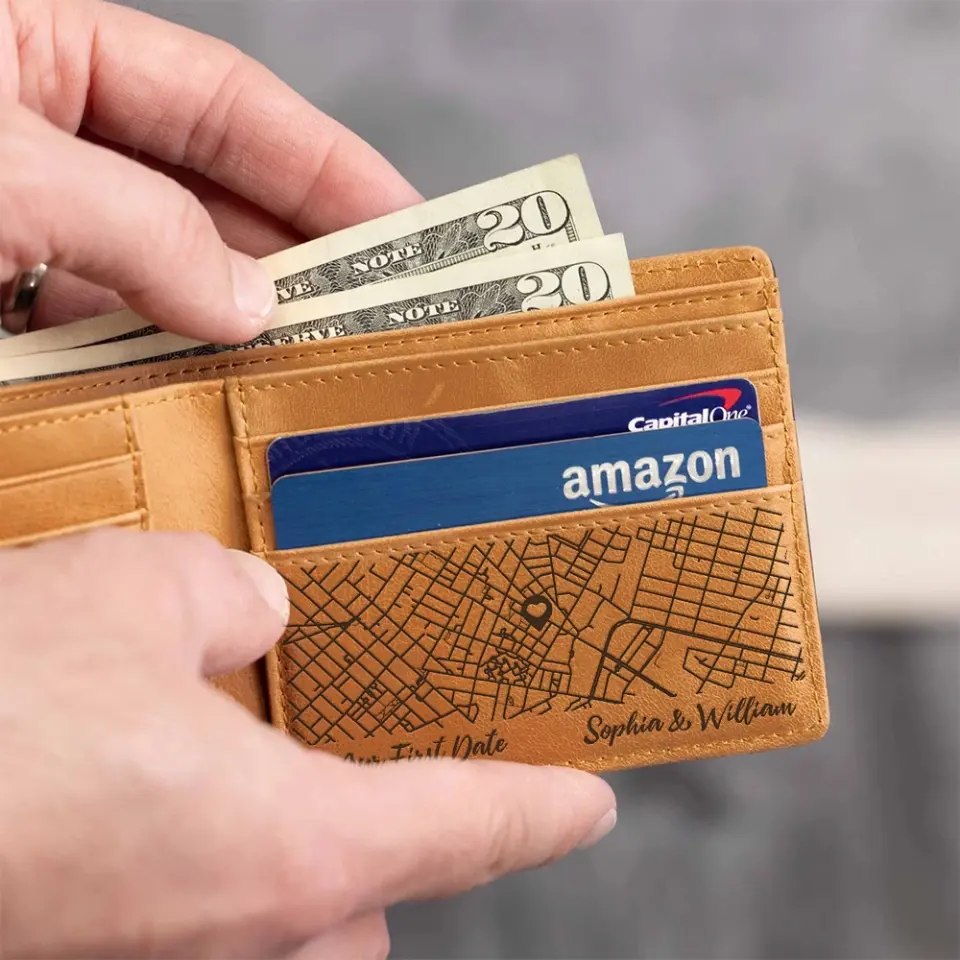 Where We Met Personalized Map Wallet Couples Valentine's Gift - Image 3