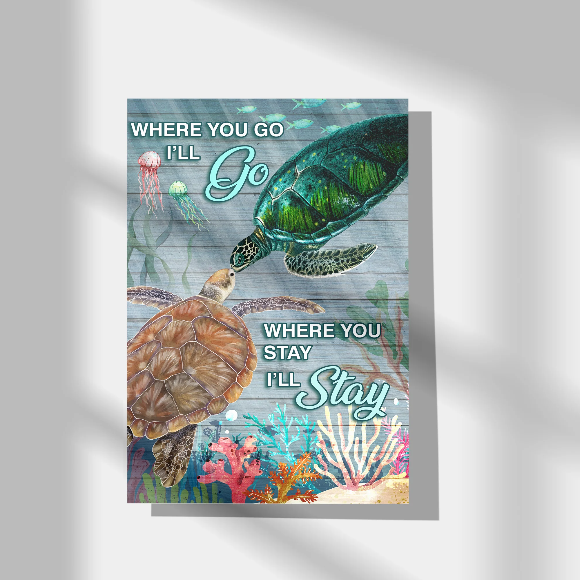 Where You Go I'll Go Turtle Couple Canvas Poster Anniversary Gift - Image 3