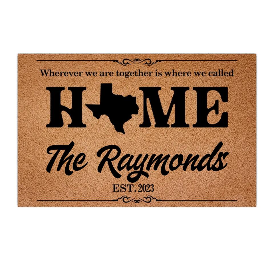 Wherever We Are Together Is Where We Called Home - Housewarming Gifts - Custom Doormat - Gift For Couples - Image 2