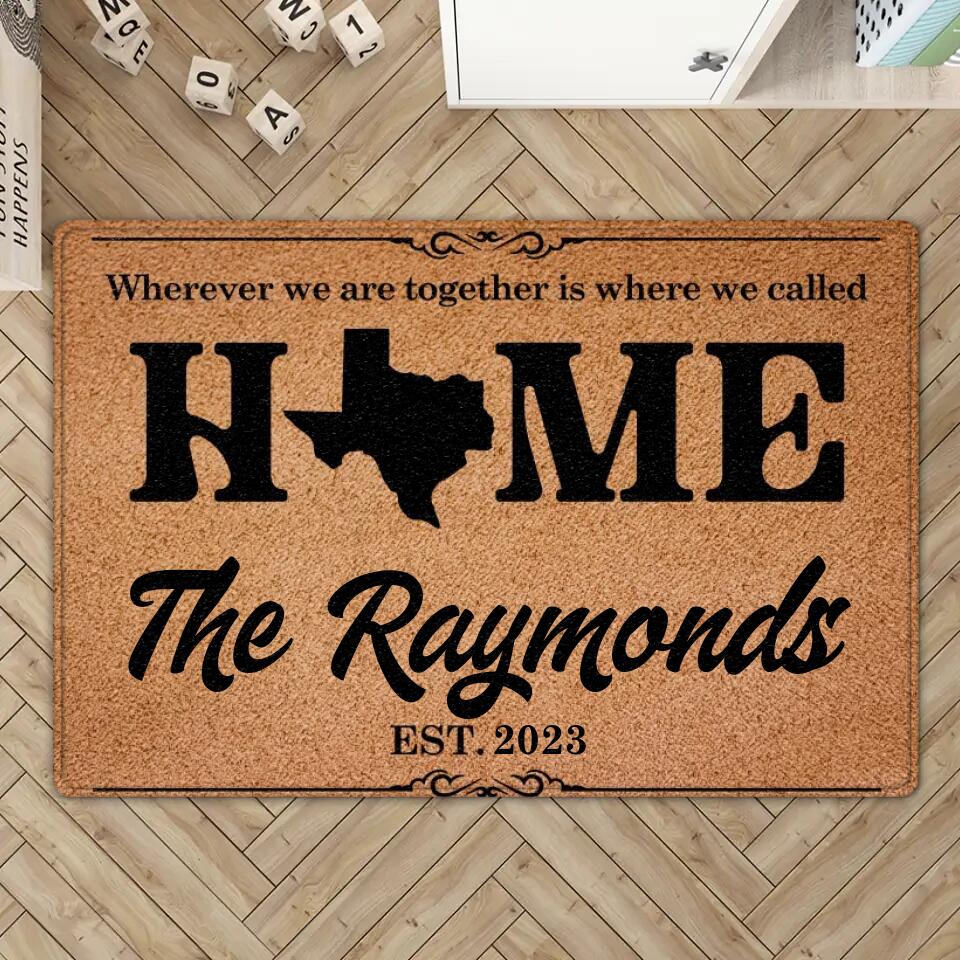 Wherever We Are Together Is Where We Called Home - Housewarming Gifts - Custom Doormat - Gift For Couples - Image 3