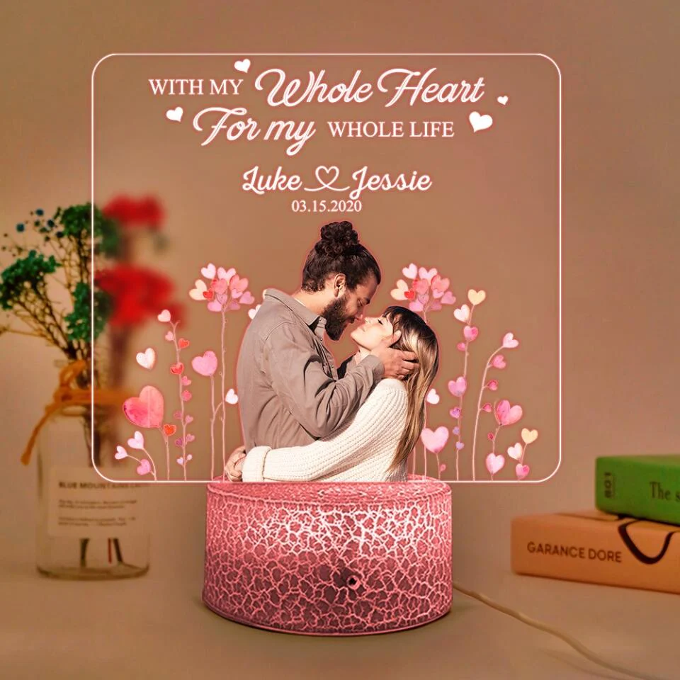 Personalized Valentine Gifts - With My Whole Heart For My Whole Life - Personalized Printed Night Light - Valentine Gift for Couple - Image 5