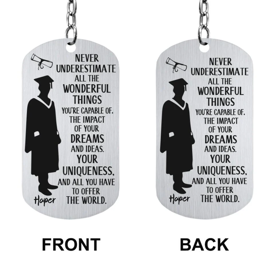 Never Underestimate All The Wonderful Things Stanless Steel Keychain - Image 2