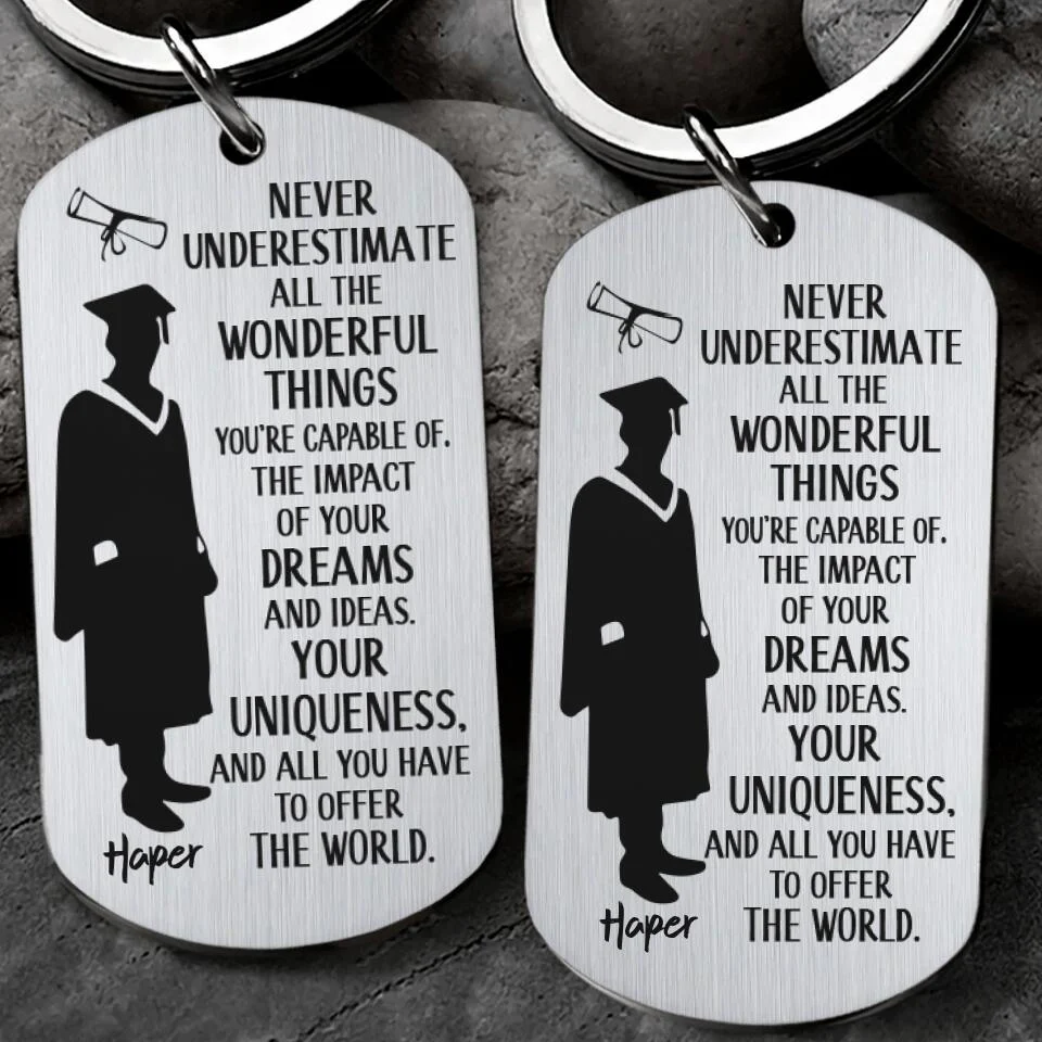 Never Underestimate All The Wonderful Things Stanless Steel Keychain - Image 3