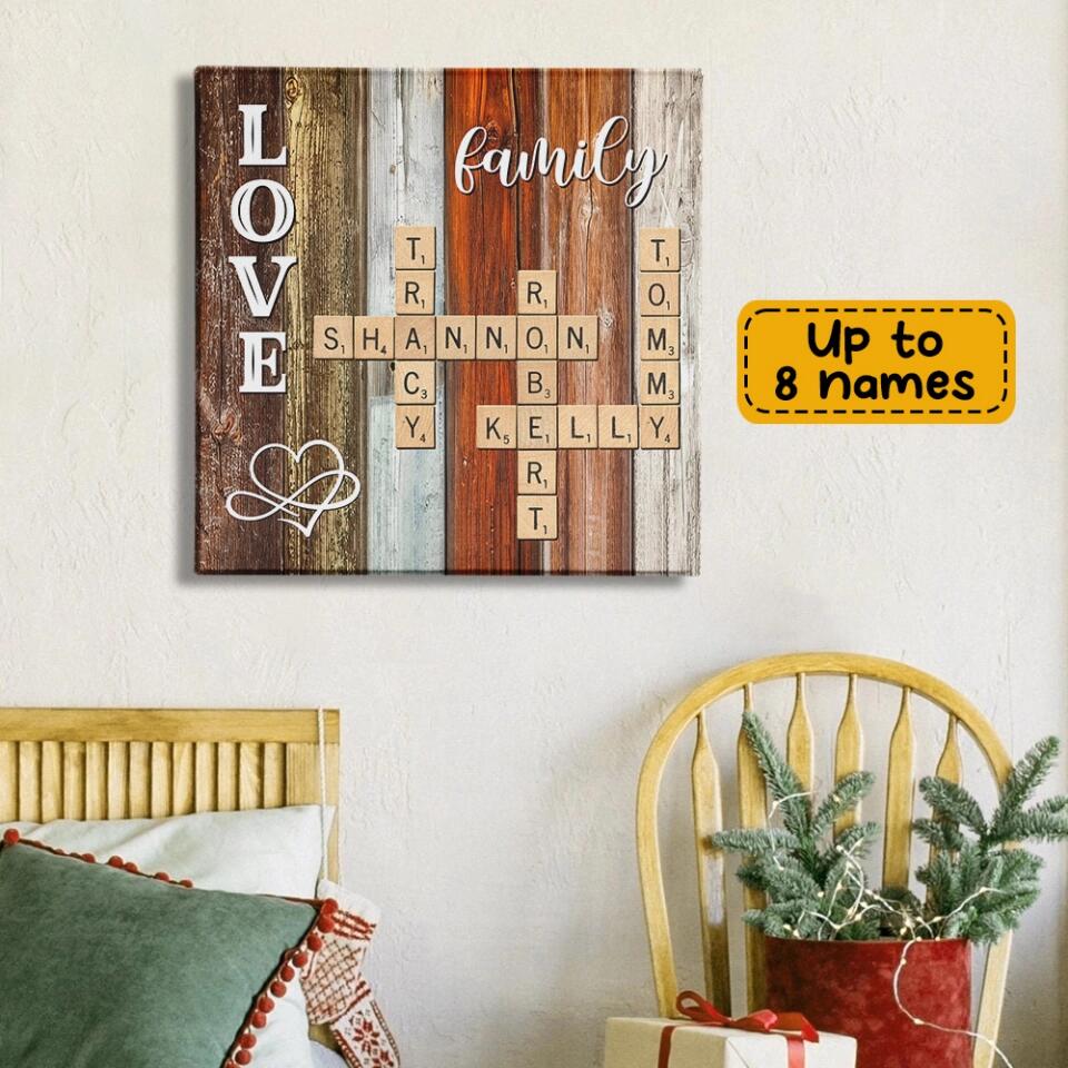 Words Game Family Name Rustic Custom Canvas Poster Valentine's Day Gifts - Image 2