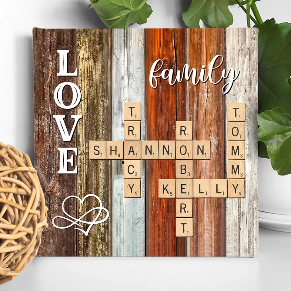 Words Game Family Name Rustic Custom Canvas Poster Valentine's Day Gifts - Image 3