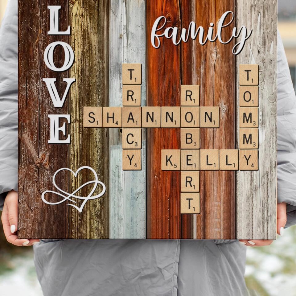 Words Game Family Name Rustic Custom Canvas Poster Valentine's Day Gifts - Image 4