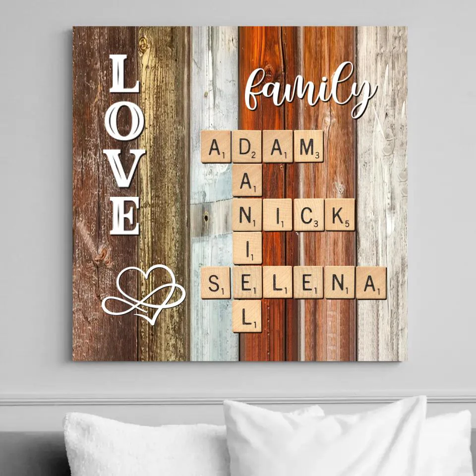 Words Game Family Name Rustic Custom Canvas Poster Valentine's Day Gifts - Image 5