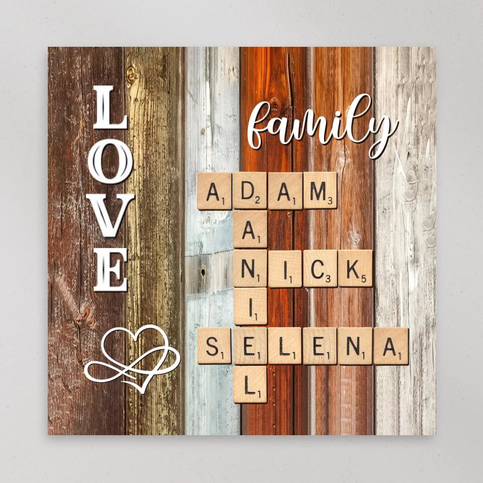 Words Game Family Name Rustic Custom Canvas Poster Valentine's Day Gifts - Image 6