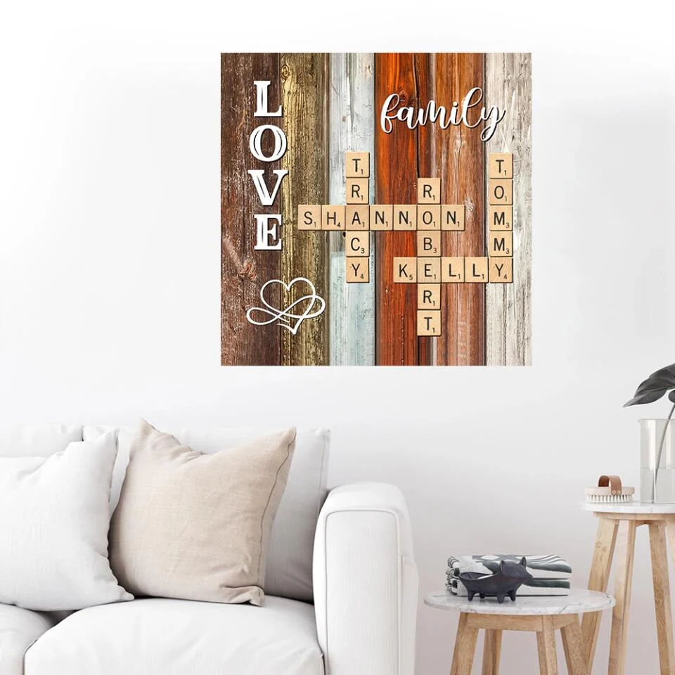 Words Game Family Name Rustic Custom Canvas Poster Valentine's Day Gifts - Image 7