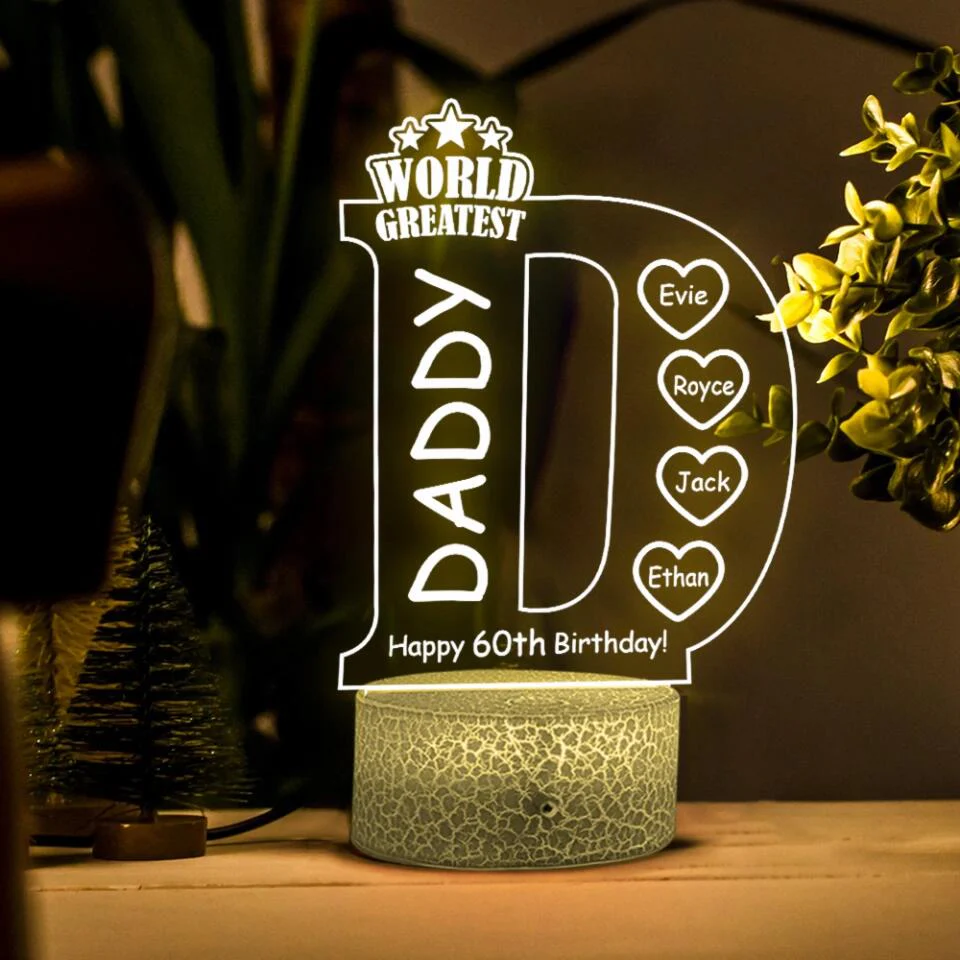 World Greatest Dad Custom 3D Light 60th Birthday Gift For Dad - Image 3