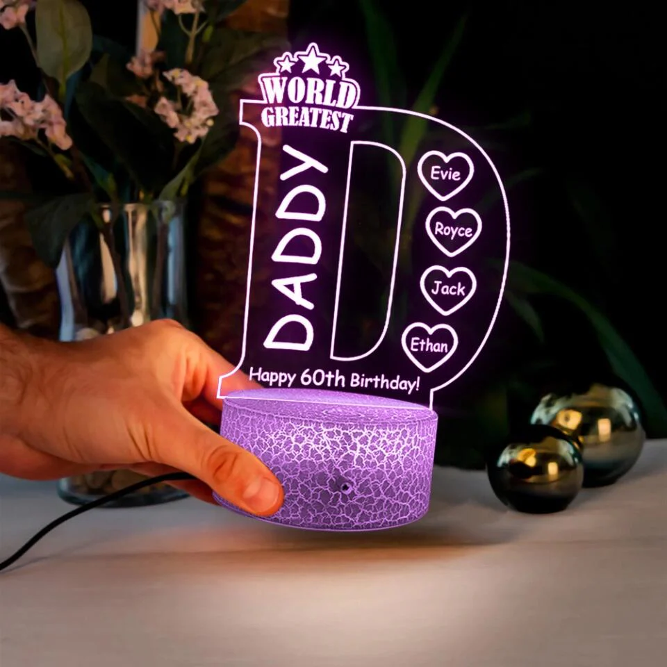 World Greatest Dad Custom 3D Light 60th Birthday Gift For Dad - Image 4