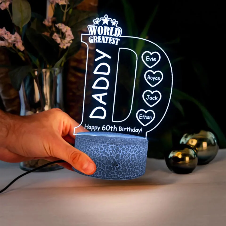 World Greatest Dad Custom 3D Light 60th Birthday Gift For Dad - Image 5