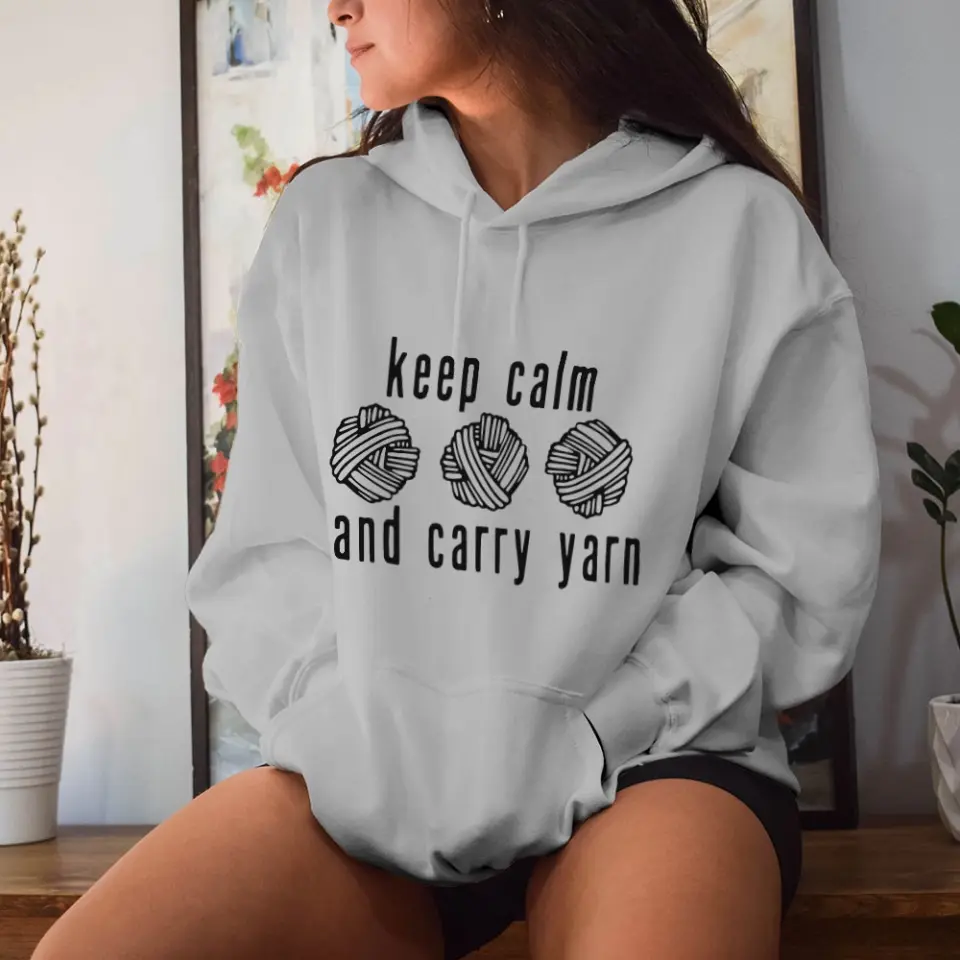 Yarn Pocket Hoodie with Crochet/Knitting Graphic- Standard Hoodie - Image 4