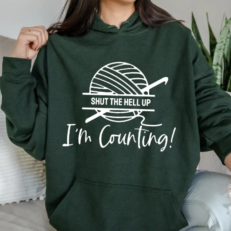 Yarn Pocket Hoodie with Crochet/Knitting Graphic- Standard Hoodie - Image 7