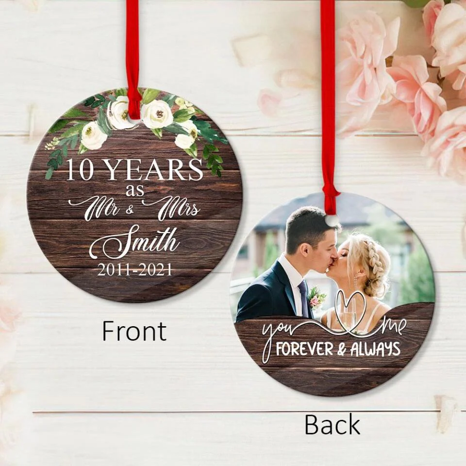 You and Me Forever and Always Custom Name and Photo Ornament - Image 3